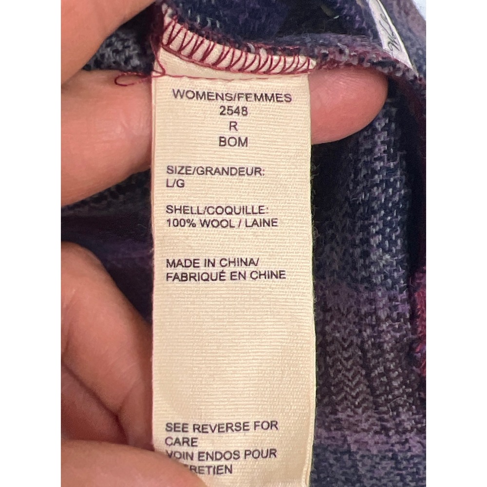 Woolrich Womens Purple Blue Plaid 100% Wool Flannel Shirt L Lumberjack Rustic - Picture 4 of 10